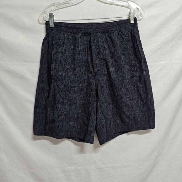 Lululemon Elastic Drawstring Waist Men Shorts Size M Black/Gray Unlined - Picture 1 of 15